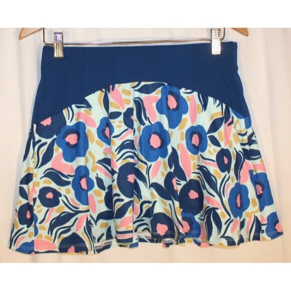 NEW Original Penguin LARGE Papercut Floral Flounce Golf Skort Skirt BLUE - Picture 4 of 5